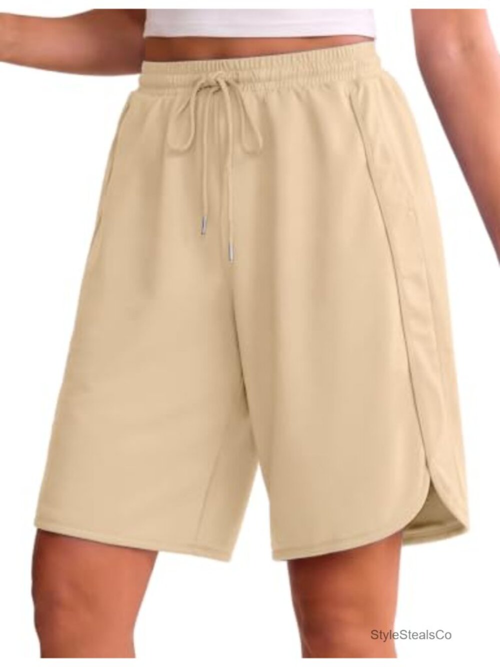 Women's High Waisted Bermuda Sweat Shorts 9" Loose Lounge Shorts with Pockets